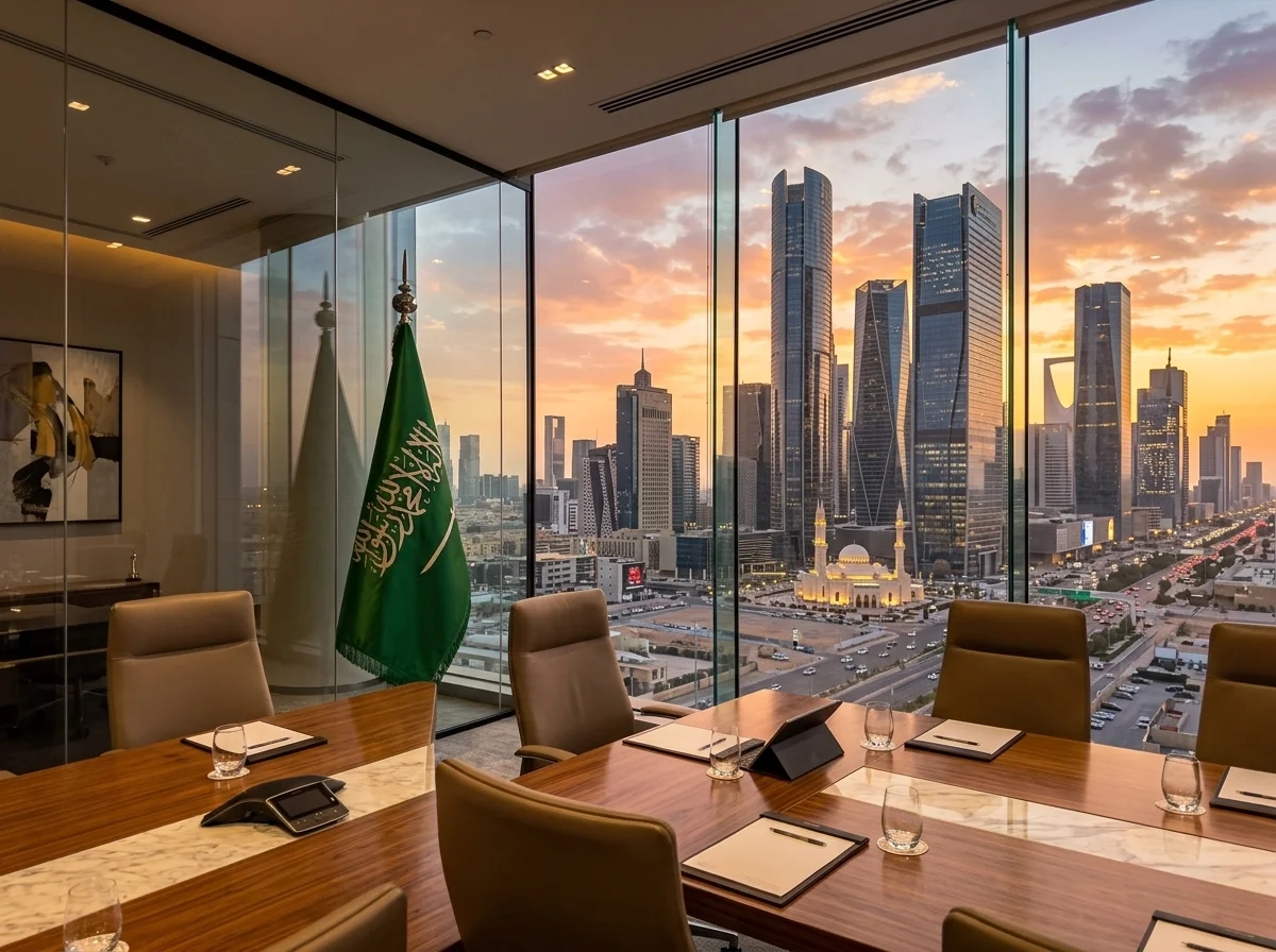 Riyadh Financial District Boardroom and Skyline